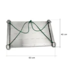 Rechteckige Edelstahl-Schaukelbremse mit grünen Seilen und den Maßen 63 cm x 45 cm für Boot oder Yacht